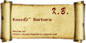Koszó Barbara névjegykártya
