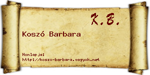 Koszó Barbara névjegykártya